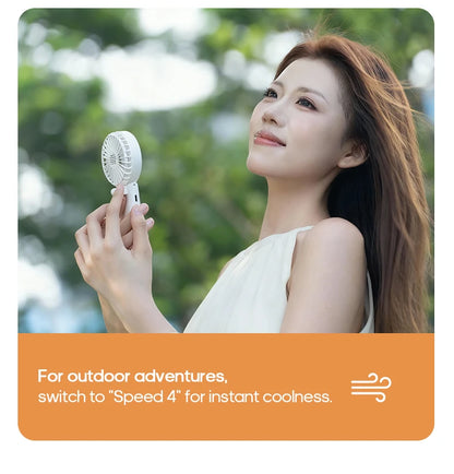 Portable Folding Handheld Fan 1800mAh Desktop Rechargeable Fan 4-speed Wind Angle Adjustable with LED Display for Outdoor Travel