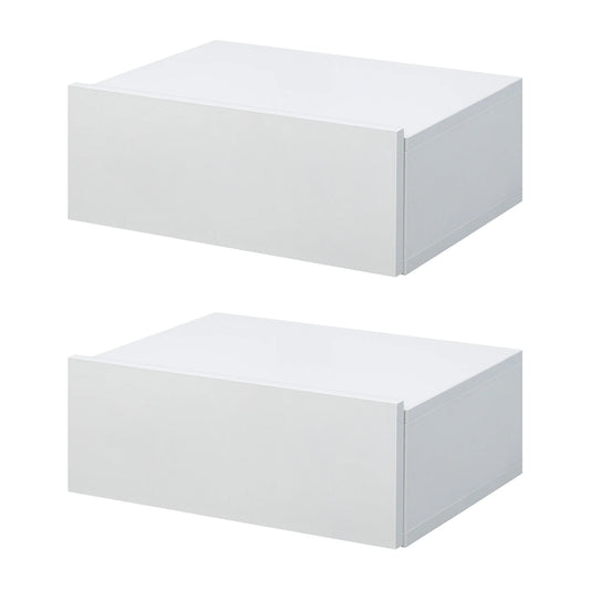HOMCOM set of 2 Wall bedside Tables-set of 2 night Tables-sliding drawer, white particle board tray