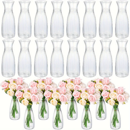 Striped Design Clear Plastic Vases for DIY Floral Arrangements Durable Home Wedding Table Centerpiece Decor