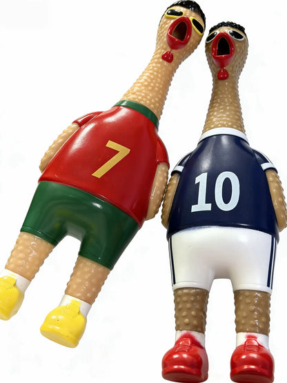 Football star jerseys screaming chicken toys, funny squeezers, decompression toys for World Cup parties.