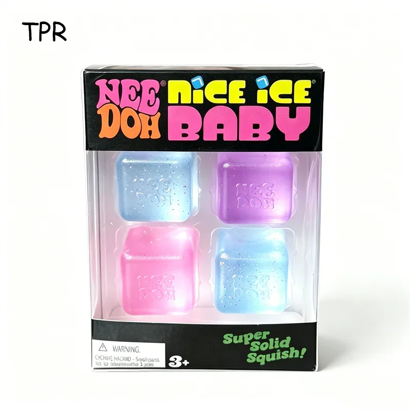 Needoh Nice Ice Baby Mini 4 Pack Squish Cube Sensory Toy Multicolored Knead Stretch Stress Relief Hand Squeeze Toy Leisure Gift
