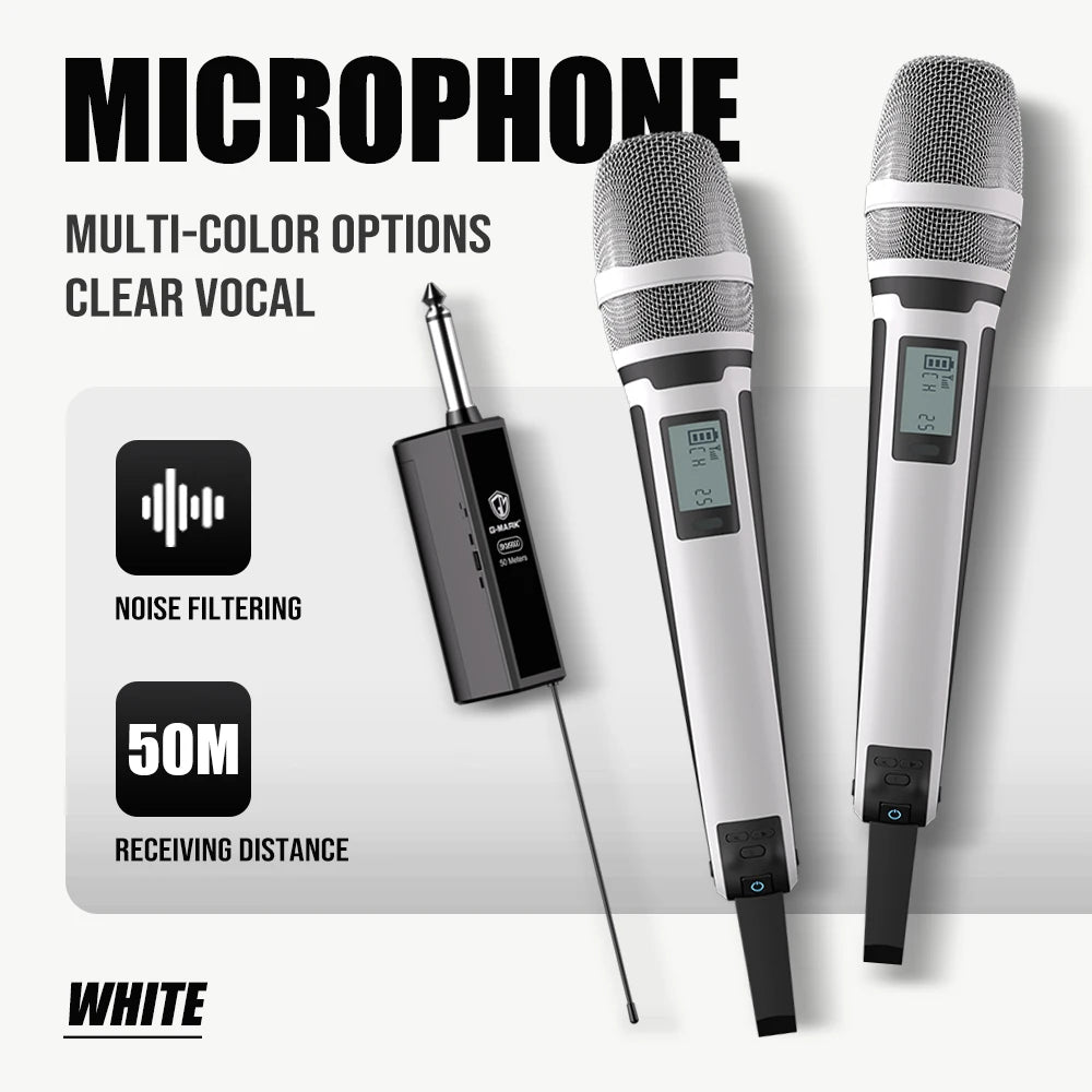 Wireless Microphone G-MARK SKM9000 Professional 2 Channels UHF Frequency Adjustable Metal Handheld Mic For Party Show Teaching