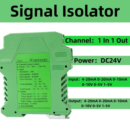 4-20mA to 0-10V DC Signal Isolator 0-10mA 0-20mA to 0-10V 0-5V 1-5V Analog Signal Isolator 1 In 1 Out 1 In 2 Out