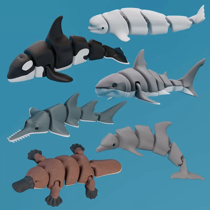 3D Printed Articulated Shark Toy for Decoration Toy Executive Decor for Office Stress Relief Toy
