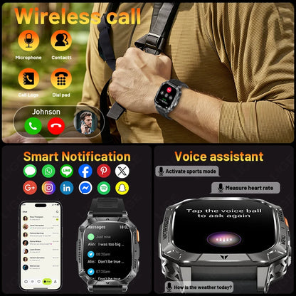 LIGE 2026 Military Grade 1400mAh Battery Smart Watch Men 2.01" HD Screen IP68 Waterproof Sport Fitness Bluetooth Call Smartwatch