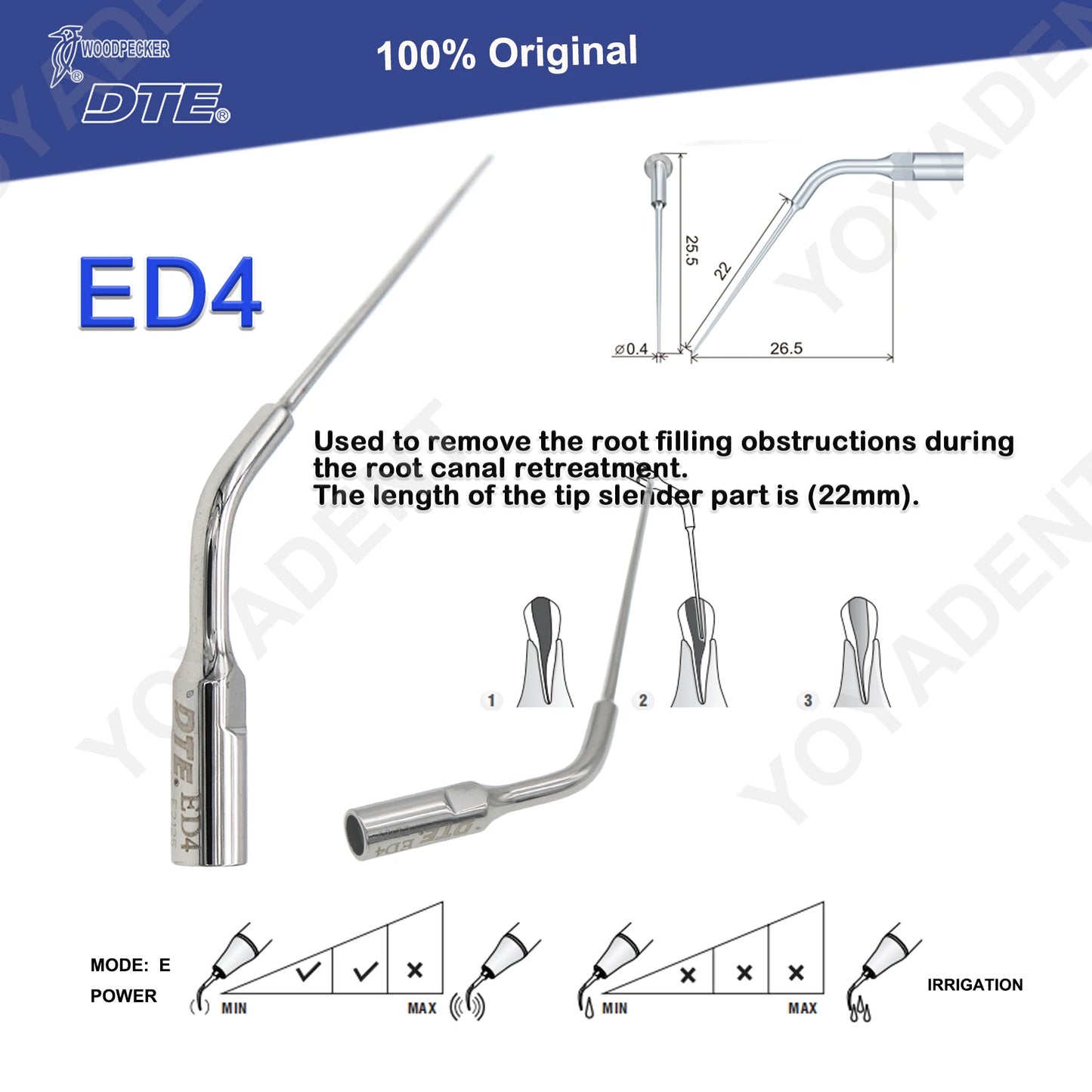 Woodpecker DTE Dental Endo Tips Ultrasonic Scaler Tips Scaling Tips ED-Series Fit NSK SATELEC Scaler Handpiece Dentistry Product
