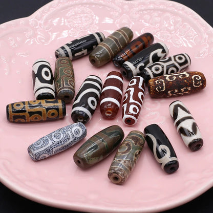 Natural Stone Bead Tibetans Divination Pattern Natural Agates Loose Bead for Women Making DIY Jewerly Necklace Gift 12x30mm