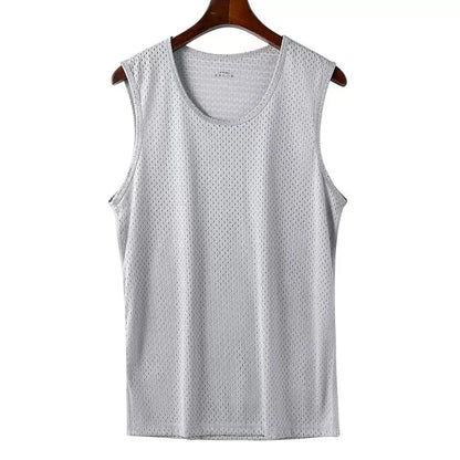 2026 Summer New Men's Ice Silk Mesh Breathable Vest Lightweight Sports Wear Sleeveless T-shirt Casual Fashion Comfortable Tank
