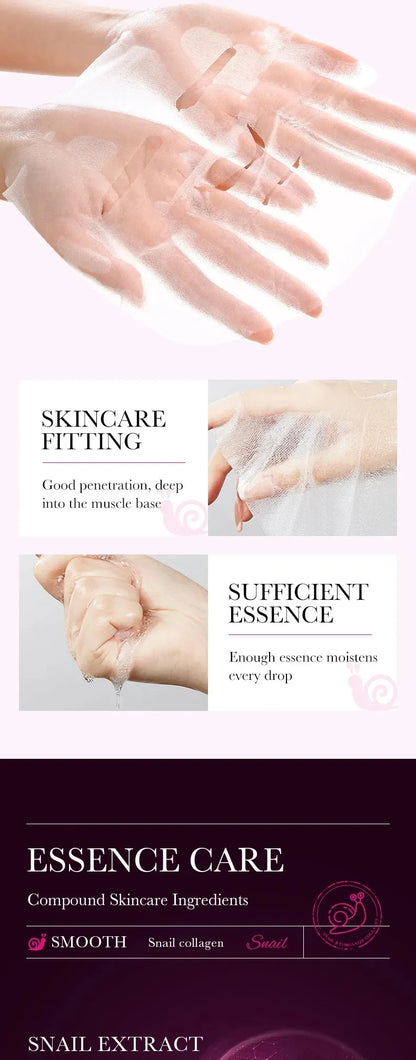 5-Piece Set of Sadoer Snail Collagen Mask, Firming and Moisturizing, Whitening and Hydrating, Facial Skin Care and Beauty Products