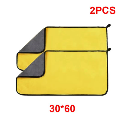 1/2/6pcs Microfiber Cleaning Towel Thicken Soft Drying Cloth Car Body Washing Towels Double Layer Clean Rags Car Accessories