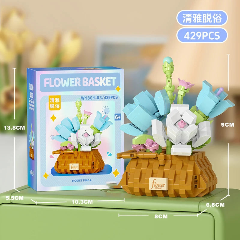 Bouquet Flower Mini Diy Building Block Toys for Children Bricks Blocks for Adults Constructor Micro Bricks Construction Set Gift