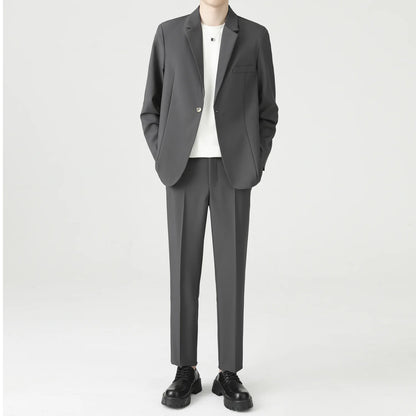 Suits Men's Fashionable Banquet Solid-color Dance Host Casual Wedding Banquet Dress Performance Korean-style Rugged Smart Suit