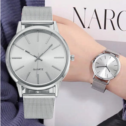 Womens Casual Round Quartz Watch Luxury Mesh Metal Bracelet Watches for Women Fashion Montre Femme Wristwatches for Ladies