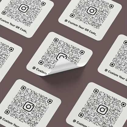 50PCS Personalized 2inch Square Holographic Vinyl QR Code Sticker for Instagram Social Media Metallic Labels for Online Presence