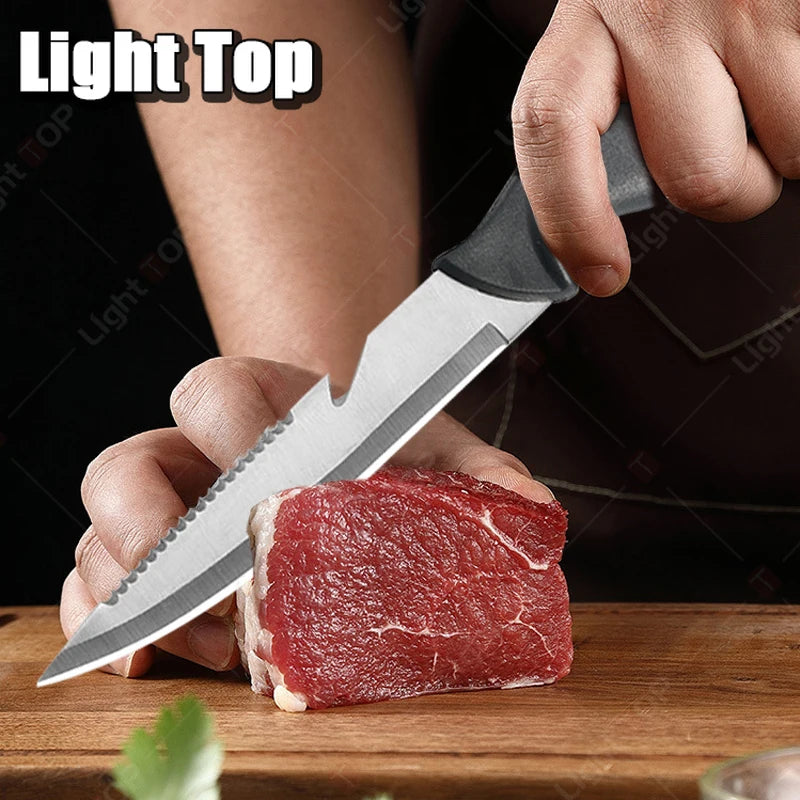 WXCOO Stainless Steel Fish Filleting Knife Sharp Butcher with Cover Multifunctional Fruit Meat Cutting Fish Boning Knives