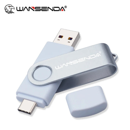 WANSENDA TYPE C USB 3.0 Pendrive Metalowy Pen Drive 512GB 256GB 128GB 64GB 32GB 16GB Pamięć USB 2 W 1 Szybkie Pendrive'y