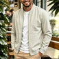 Men's Casual Bomber Jacket, Stand Collar Full Zip Outerwear with Pockets, Everyday Business Casual Wear