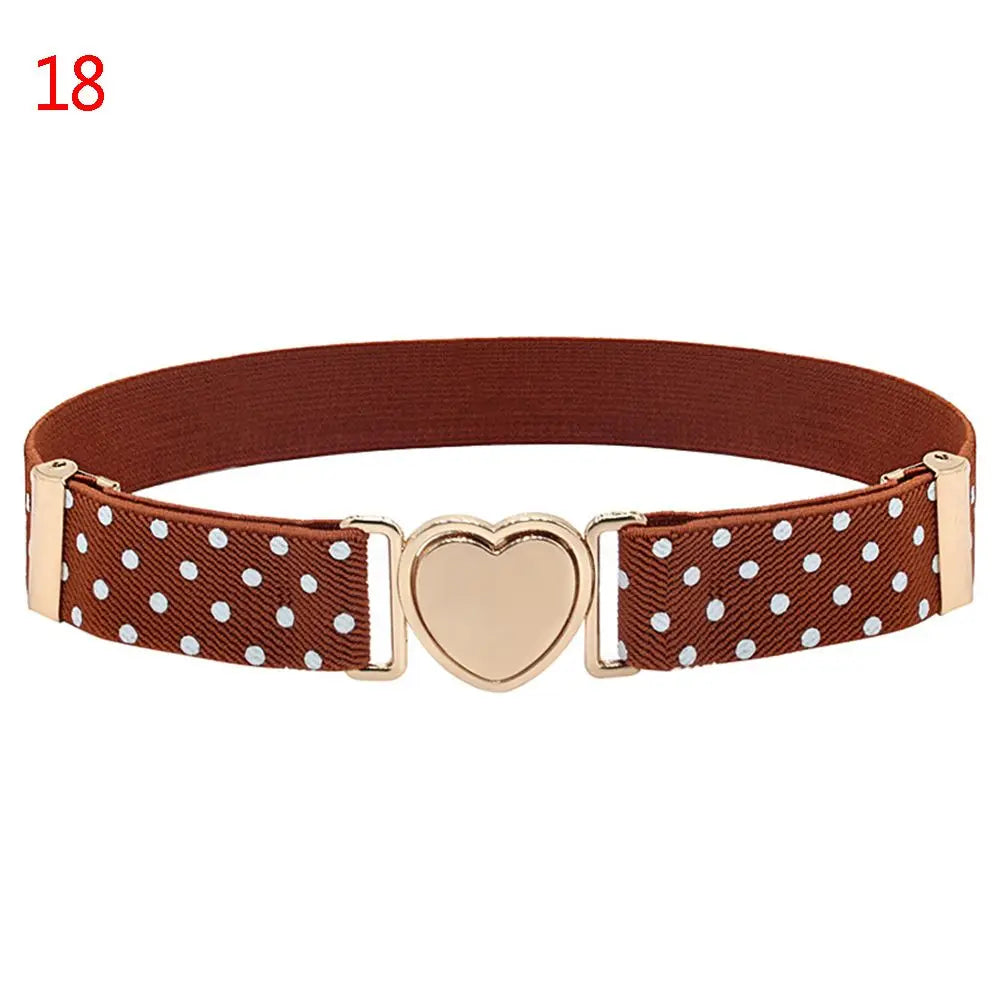 2022 Children Stretch Belts Girls Multicolor Adjustable Elastic Waist Belts with Heart Shape Buckle Waistband Accessories
