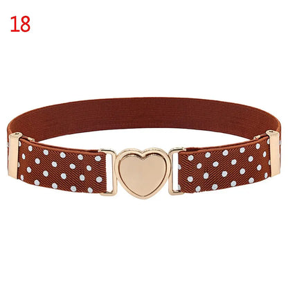 2022 Children Stretch Belts Girls Multicolor Adjustable Elastic Waist Belts with Heart Shape Buckle Waistband Accessories