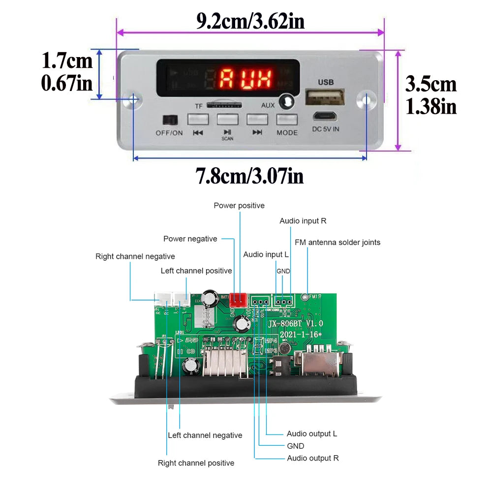 KEBIDU 50W Amplifier Bluetooth MP3 WMA Decoder Board Car MP3 Player Audio Module USB TF FM Radio Handsfree Call For Speaker
