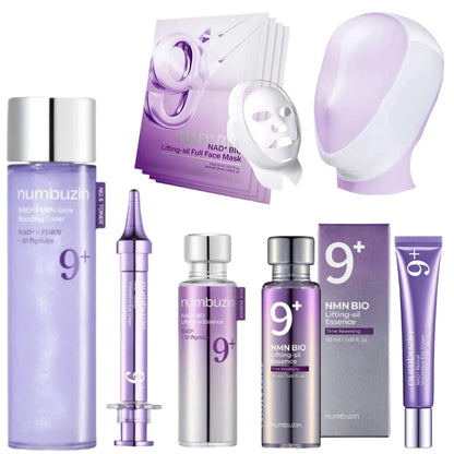 Korean Numbuzin NO.9 NAD+ BIO Skincare Set - Lifting-sil Mask NMN Essence Retinol Eye Cream Lifts Firms Brightens Korean Beauty