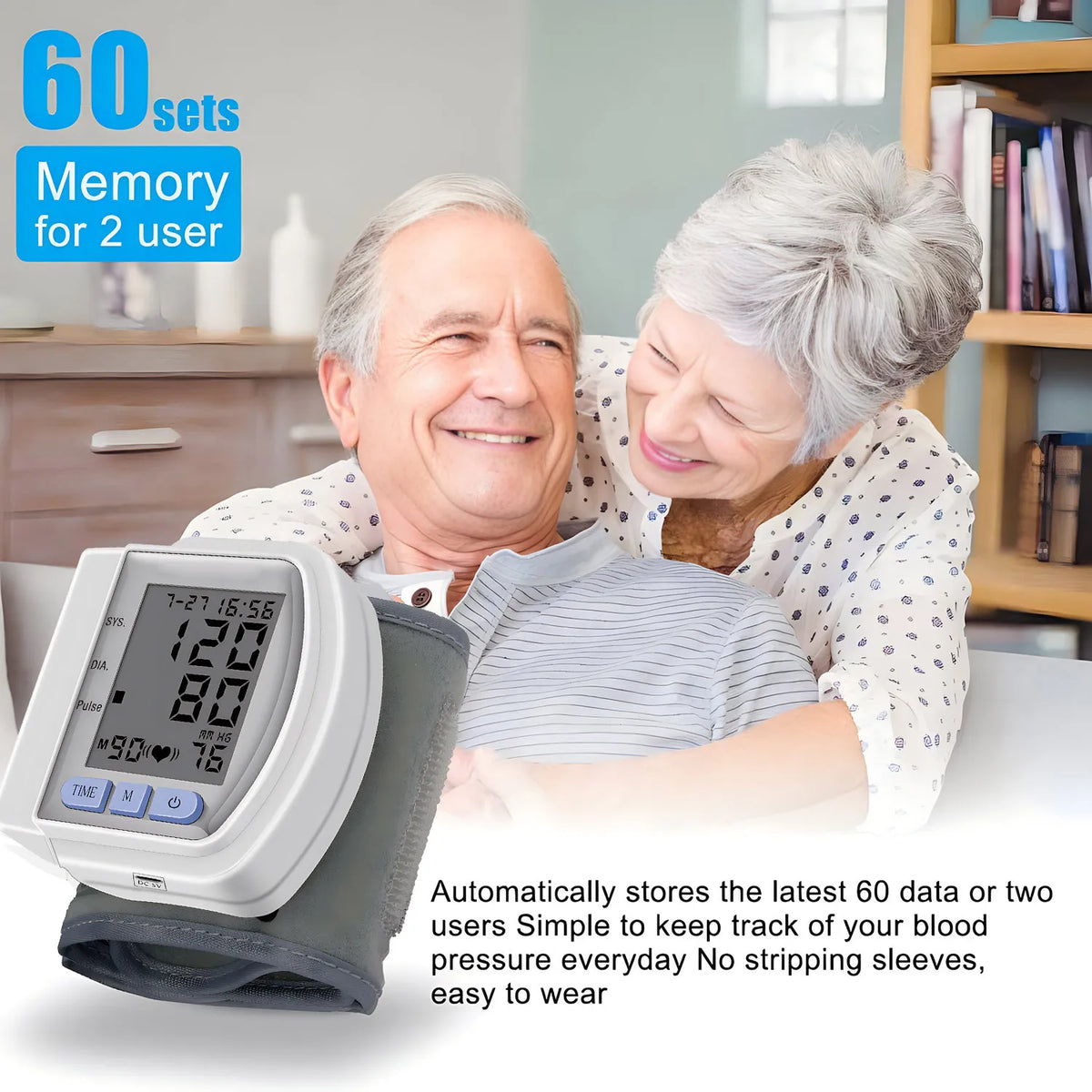 Medical Wrist Blood Pressure Monitor Bp Monitor Large LCD Display Blood Pressure Machine Adjustable Wrist Cuff Sphygmomanometer