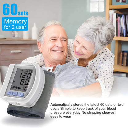Medical Wrist Blood Pressure Monitor Bp Monitor Large LCD Display Blood Pressure Machine Adjustable Wrist Cuff Sphygmomanometer
