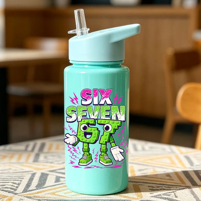 1 Piece 500ml (17 fl oz) 67 Printed Straw Cup, Summer Water Bottle, BPA Free, Portable Sports Outdoor Cup, Perfect Holiday Gift