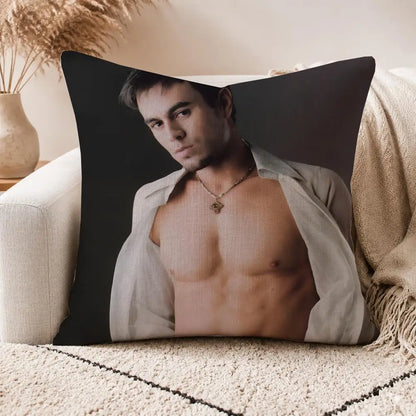 E-Enrique Iglesias-S Cushion Cover Linen Double-sided Printed Cushion Cover, sofa pillow case，Nordic Home Decor