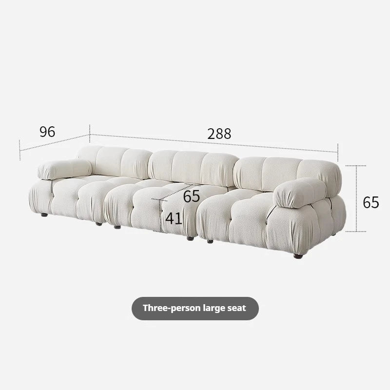 Any Size Custom Cream Teddy Fabric Modular Sofa Combine Modules High Elastic Latex Foam Fill Nordic Minimalist Living Room Sofa