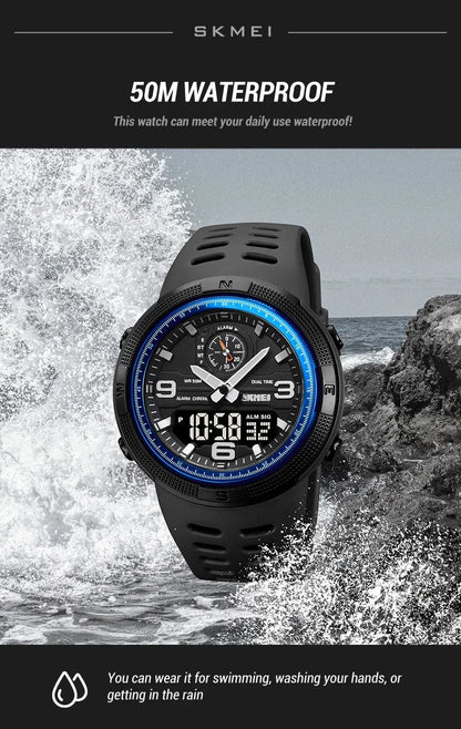 SKMEI  Outdoor Sports Men's Electronic 1655 Watch Dual Display Multi functional Waterproof Student Exploration Watch