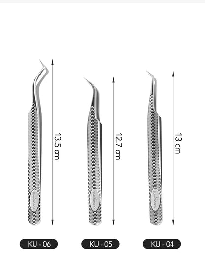 SAKURAHANA Anti-Static Eyelash Tweezers Professional High Precision Volume Extension Stainless Steel Anti-slip Makeup Tool