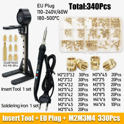 Heat Set Inserts Tool M2 M3 M4 M5 Brass Threaded Insert Nut Digital Soldering Iron for 3D Printing Plastic PCB Welding Press Nut
