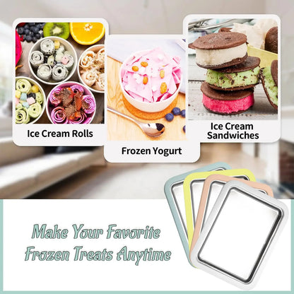 Household DIY Rolled Fried Ice Cream Maker Multifunctional Cold Sweet Ice Pan Frozen Yogurt Gelato Machine Homemade Frozen Desse