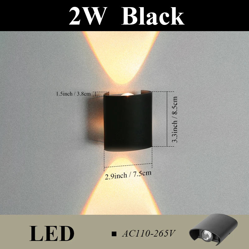 LED Wall Lamp AC110-265 IP65 Outdoor Waterproof Aluminum Wall Light Up Down luminous lighting Indoor  Stair Garden Sconce Light