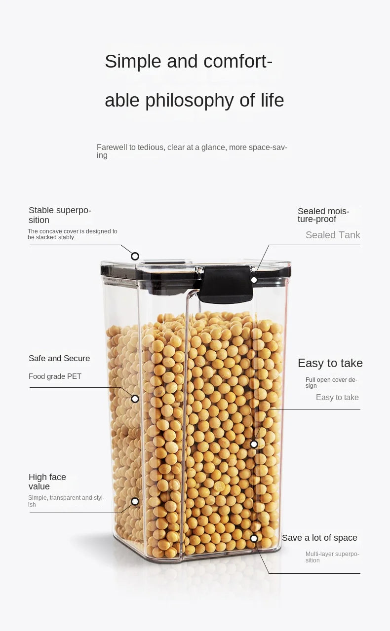 Kitchen Sealed Jars Large Capacity Grain Organizer Plastic Sealed Tank Moisture-proof Kitchen Storage Box Seasoning Jars Set New