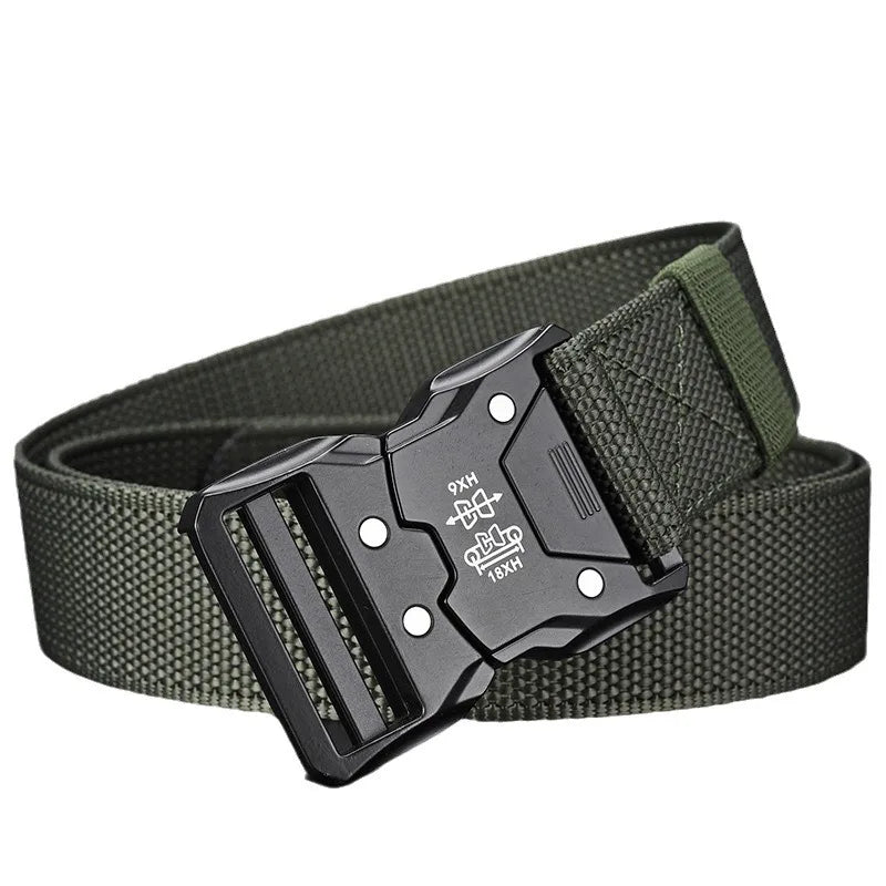 Automatic Buckle Tactical Belts Men's Woven Nylon Military Belt Durable Black Outdoor Army Hunting Golf Waist Belt