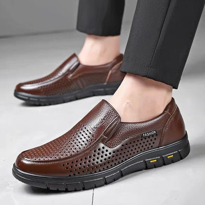 Men Summer Breathable Hollow Out Loafers Comfort Soft Sole Anti-slip Slip On Office Business Casual Shoes-8867