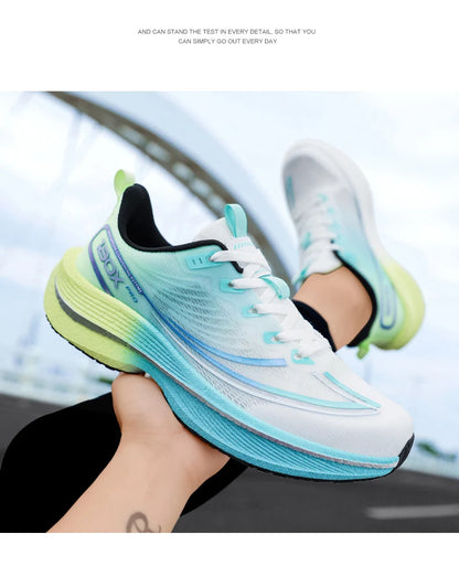 New Men's Carbon Plate Sneakers Outdoor Soft Sole Mesh Sports Shoes Running Shoes Light Anti-Slip Casual Couple Tennis Shoes