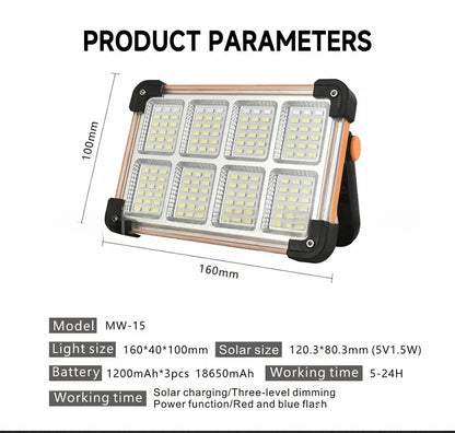 Solar outdoor lamp household waterproof glare large-capacity portable lamp high-power rechargeable magnetic emergency lamp