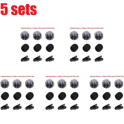 9PCS Furry Windscreen Microphone Lavalier Foam Cover Set Prevent Popping Sound Foam Mic Cover Microphone Accessories MKFPJ02