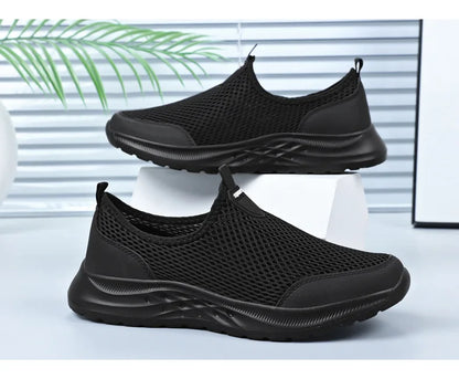 Men's Summer New Mesh Breathable Anti-Odor Slip-On Casual Shoes Lightweight Comfort Dad Walking Flats Soft Sole Outdoor Loafers