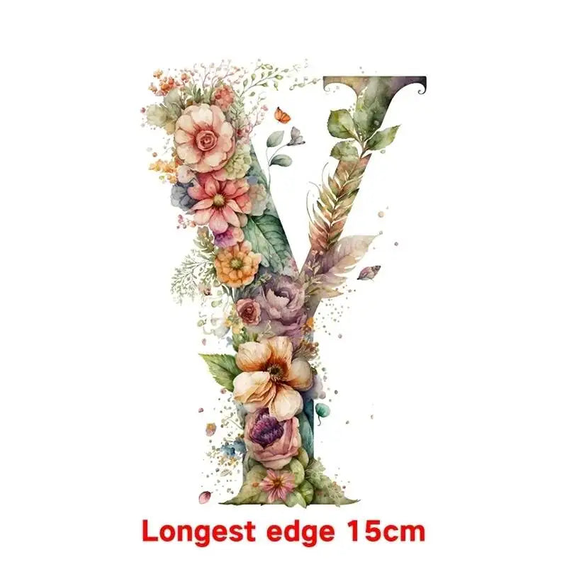 15cm Cartoon Flower Alphabet Heat Transfer Heat Press Printed Accessories PatchDIY children's clothing decoration sticker