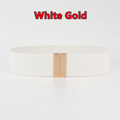 Fashion Women Elastic Band Wide Belts Simple Down Coat Waist Belt Female Buckle Black Strap Dress Decoration Accessories Ladies