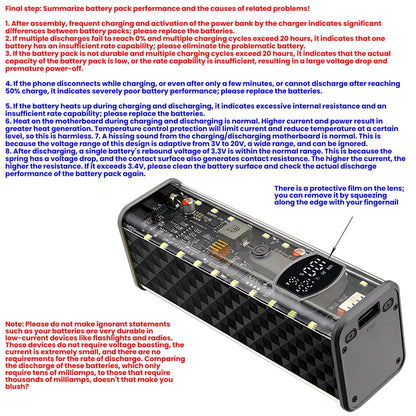 65W PD Fast Charge 8-Cell Solderless 18650 Power Bank Case 3.3-24V Adjustable DC DIY Battery Box LED Display Outdoor Light