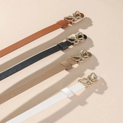 A small waist belt with a butterfly buckle, suitable for dresses, shirts and jeans. It's a new summer style that cinches the wai
