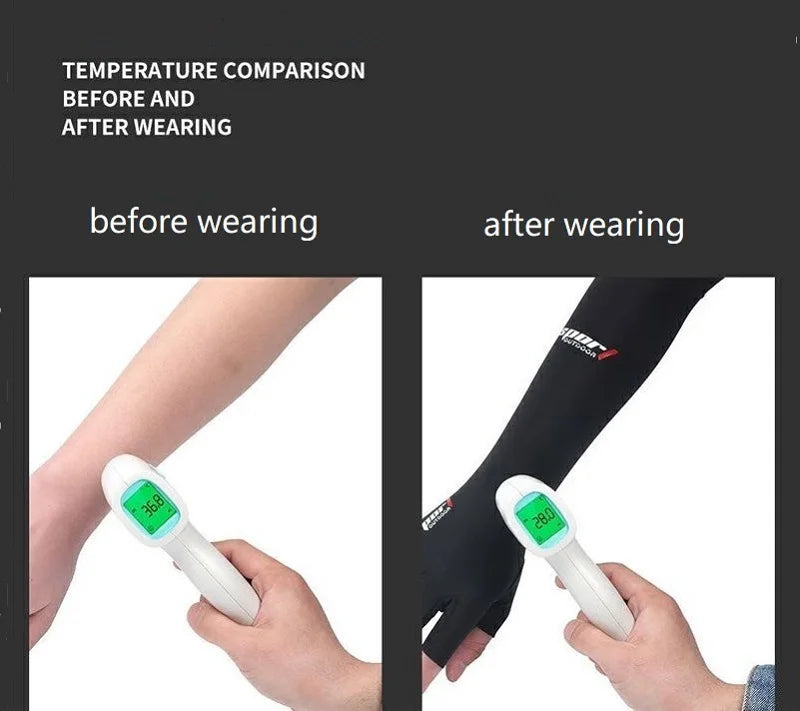 A Pair Outdoor Sports Cycling Summer Sunscreen Ice Feeling Long Gloves