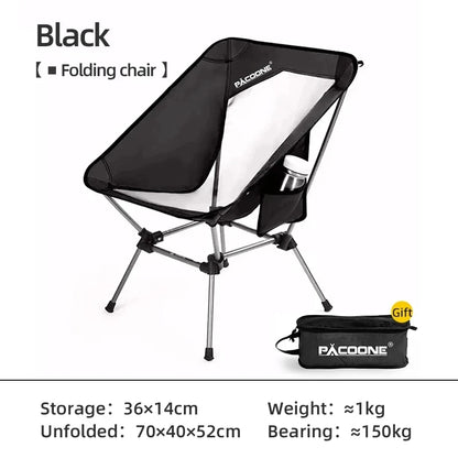 PACOONE Travel Ultralight Folding Chair Detachable Portable Moon Chair Outdoor Camping Fishing Chair Beach Hiking Picnic Seat