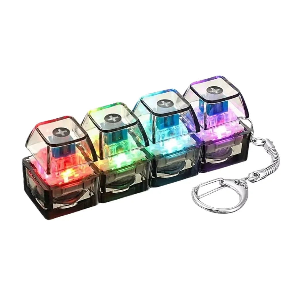 4-Button Light Up Keyboard Keychain Clickable LED Button Fidget Toys with Lights for Stress Relief Anxiety People Desk Accessory