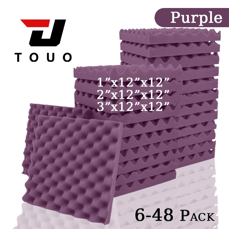 TOUO Acoustic Foam Fireproof Soundproofing Sponge 6/12/24/48 Pcs Egg Crate Soundproof Foam Studio Home Sound-absorbing